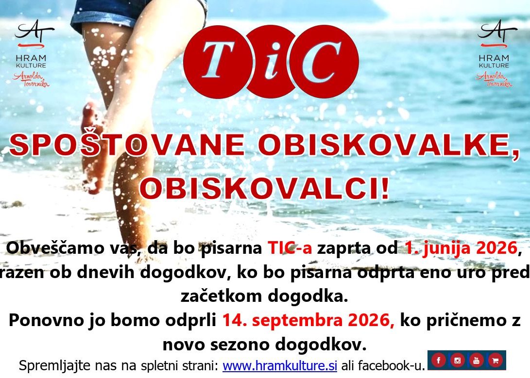 TIC zaprt od 1.6. do 14.9.2026