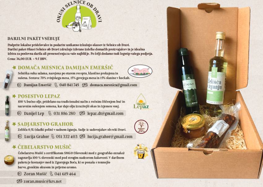 Podpiramo lokalno – darilni paket Okusi Selnice ob Dravi